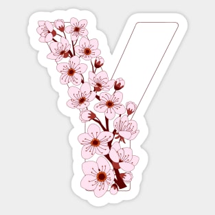 Colorful capital letter Y patterned with sakura twig Sticker